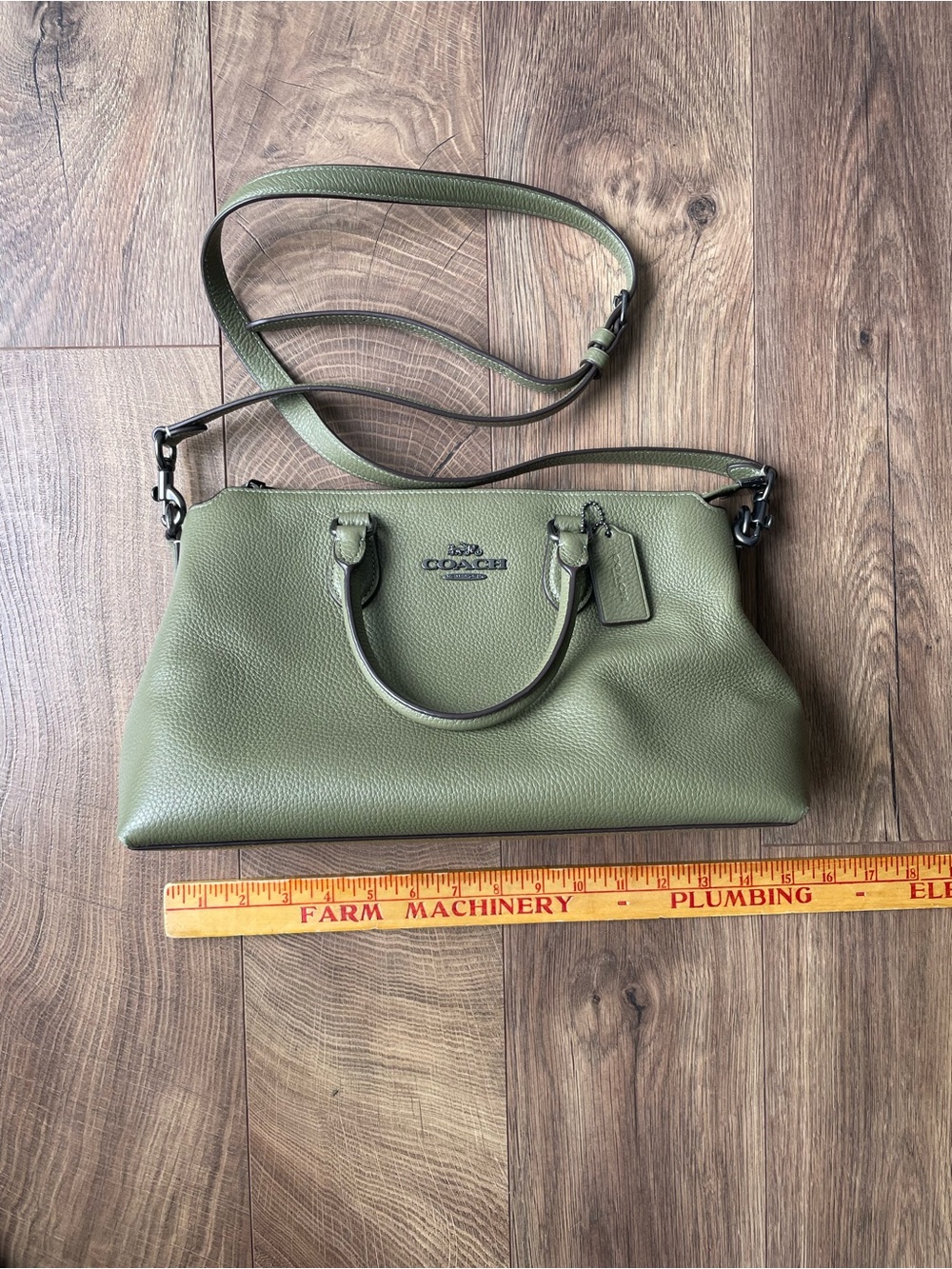 COACH Georgia Satchel Crossbody Bag Refined Pebble Leather CR156 Olive Green EUC